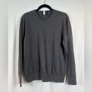Bonobos Dark Gray Crewneck Sweater 100% Extra Fine Merino Wool